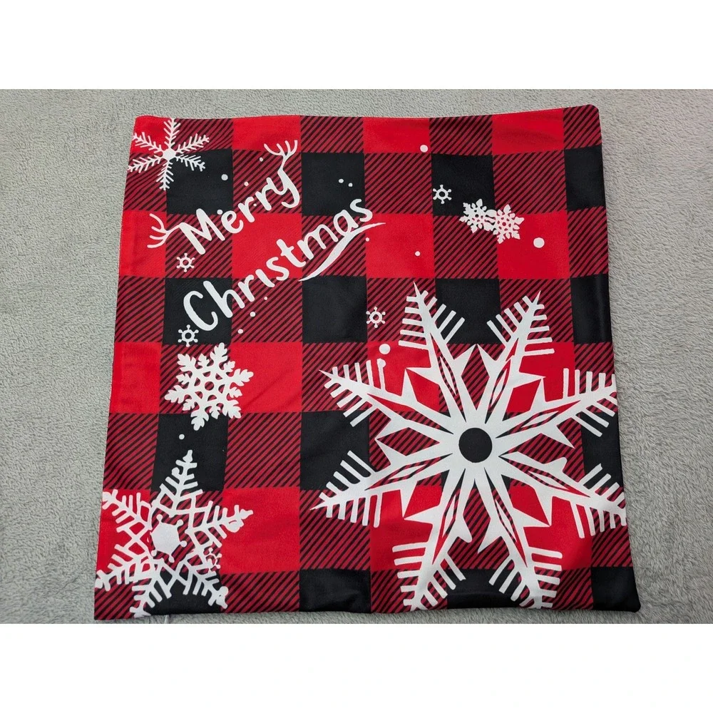 Christmas Pillow Covers Set Buffalo Plaid Snowman Truck Reindeer Holiday Decor